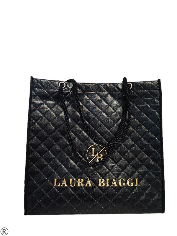 Голяма пазарска чанта в черен цвят- Laura Biaggi