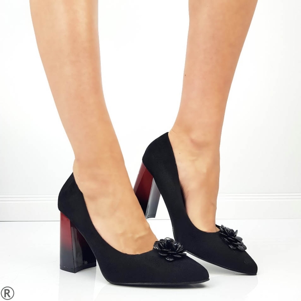 Елегантни обувки на широк ток в черен цвят- Sharmen Black