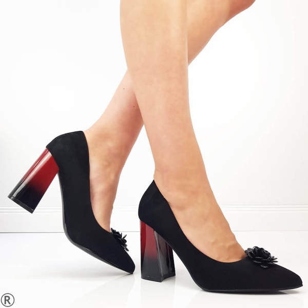 Елегантни обувки на широк ток в черен цвят- Sharmen Black