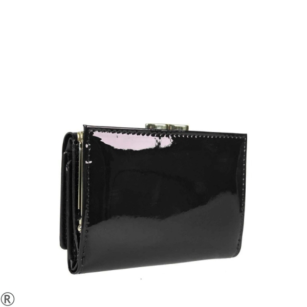 Луксозно малко дамско портмоне от естествена кожа в черен цвят- Gregorio Black