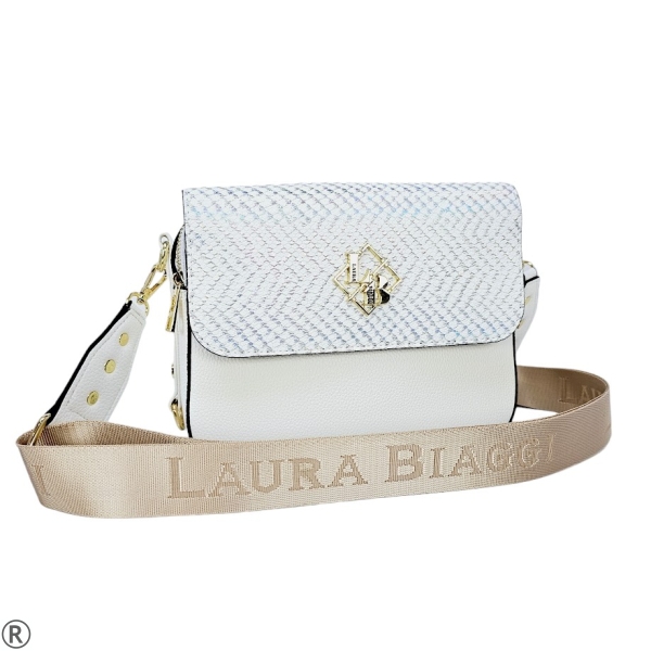 Малка чанта през рамо в бял цвят- Laura Biaggi