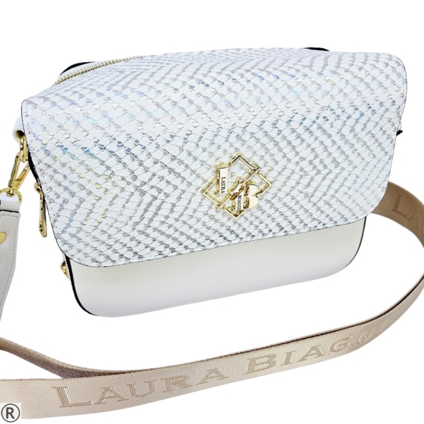 Малка чанта през рамо в бял цвят- Laura Biaggi