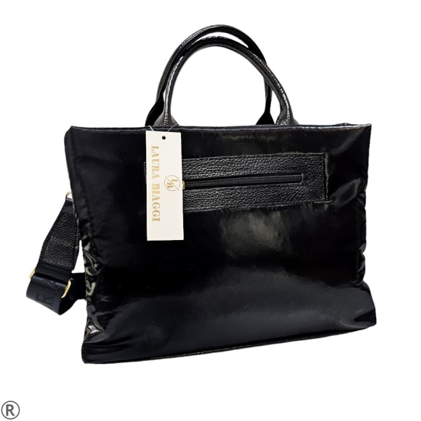 Голяма дамска чанта в черен цвят- Laura Biaggi