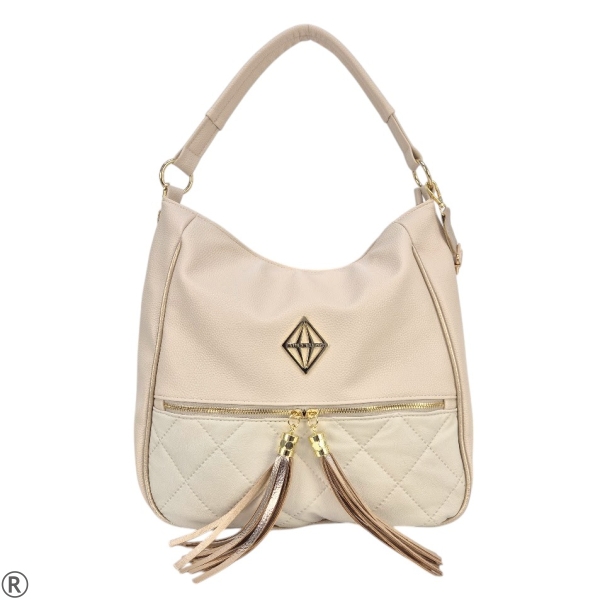 Бежови обувки на широк ток с камъни- Sahara Beige 10285