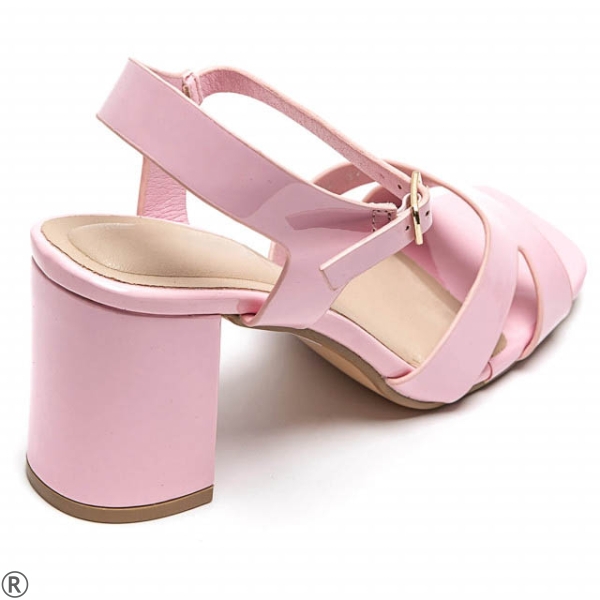 Розови сандали на широк ток- Frea Pink 10399