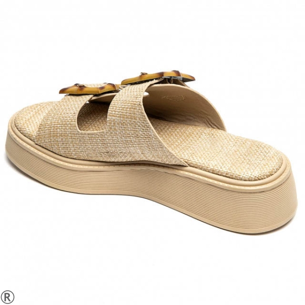 Бежови чехли на платформа- Salma Beige 10486