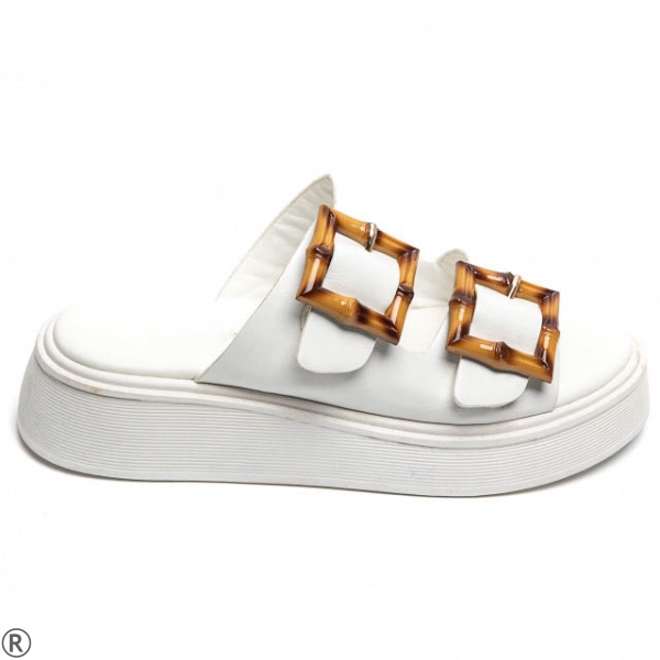Бели чехли на платформа- Salma White 10487