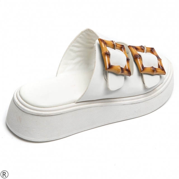 Бели чехли на платформа- Salma White 10487