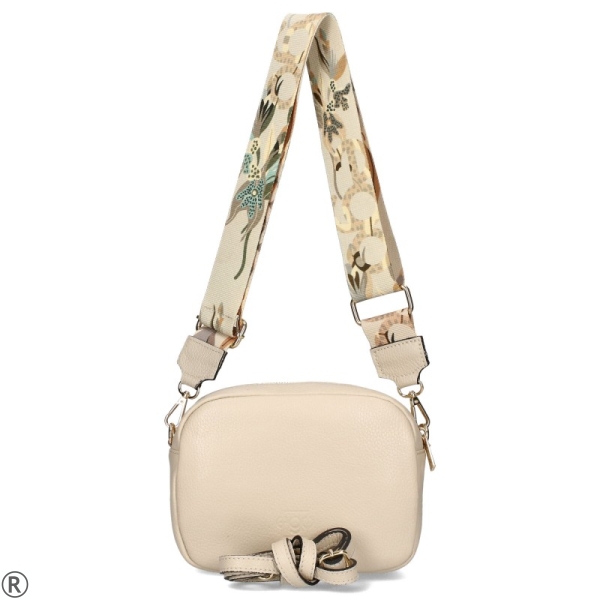 Бежова чанта с капак през рамо- EGO Beige 8810