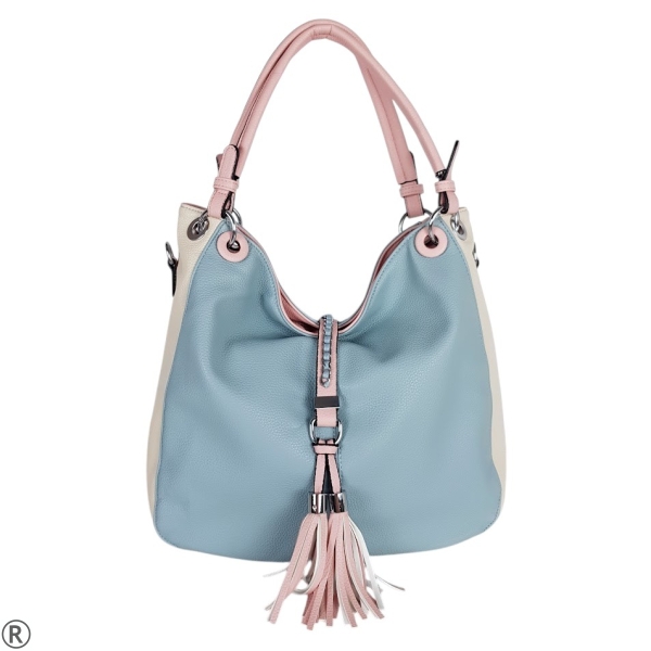 Цветна дамска чанта тип торба- Hali Blue 10549