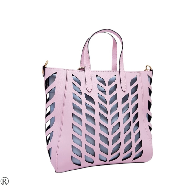 Розова чанта две в едно лазерно рязана- Laura Biaggi Pink 10581