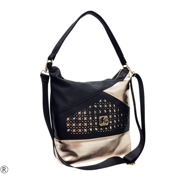 Чанта в черно и златно- Laura Biaggi Black Gold 10644