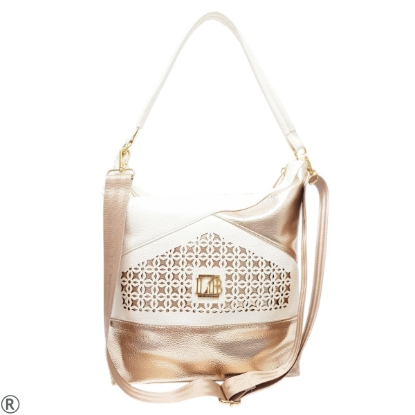 Чанта в бяло и златно- Laura Biaggi White Gold 10645