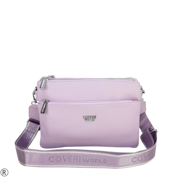 Лилава чанта  дълга с дръжка с три отделения- Klara Purple 10667