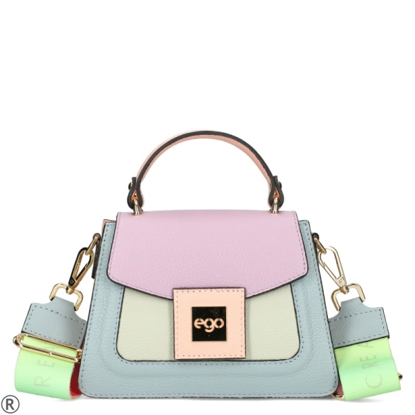 Цветна дамска чанта от естествена кожа- EGO Multicolored 10974