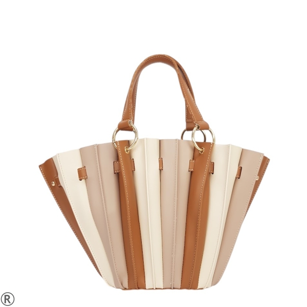 Дамска чанта в бежово и кафяво- Steisi Beige 11031