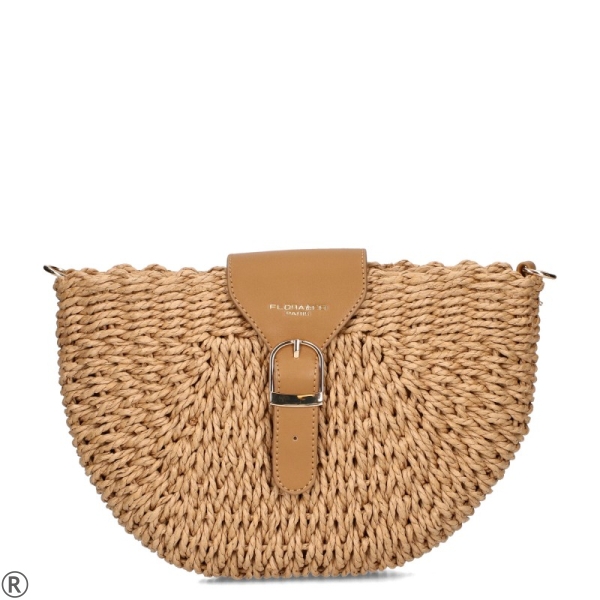 Плетена чанта за през рамо- Flora & Co Brown 10978