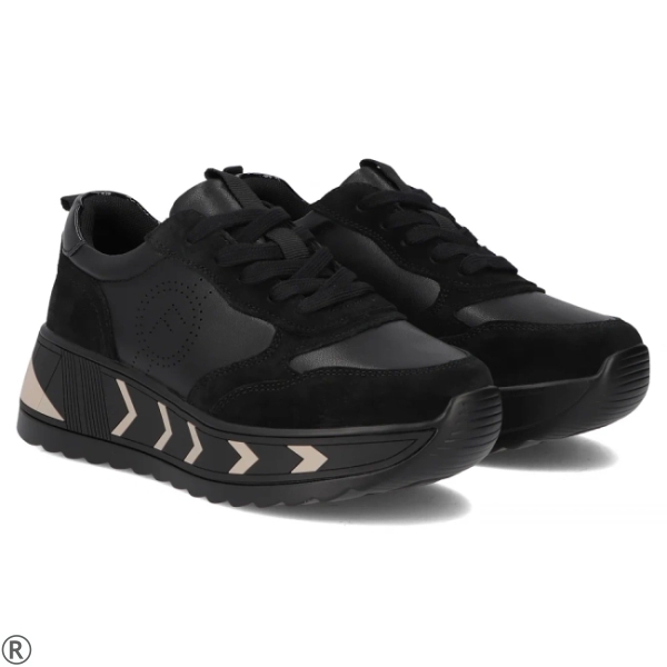 Черни маратонки от естествена кожа- Keisi Black 11102