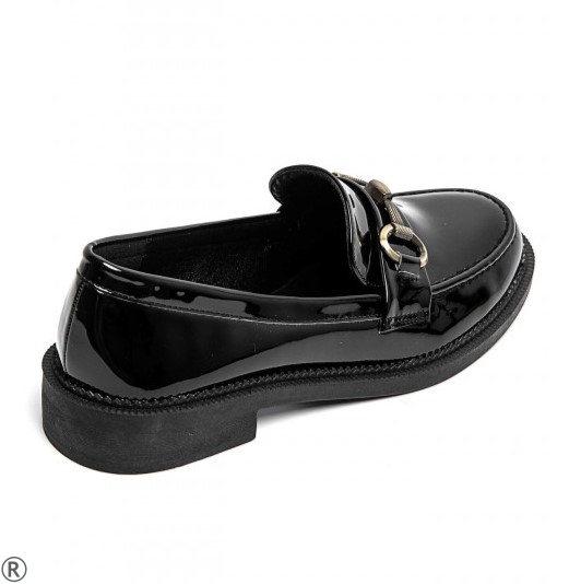 Черни лачени мокасини на равно ходило- Zara Black 11120