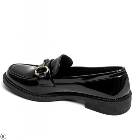 Черни лачени мокасини на равно ходило- Zara Black 11120