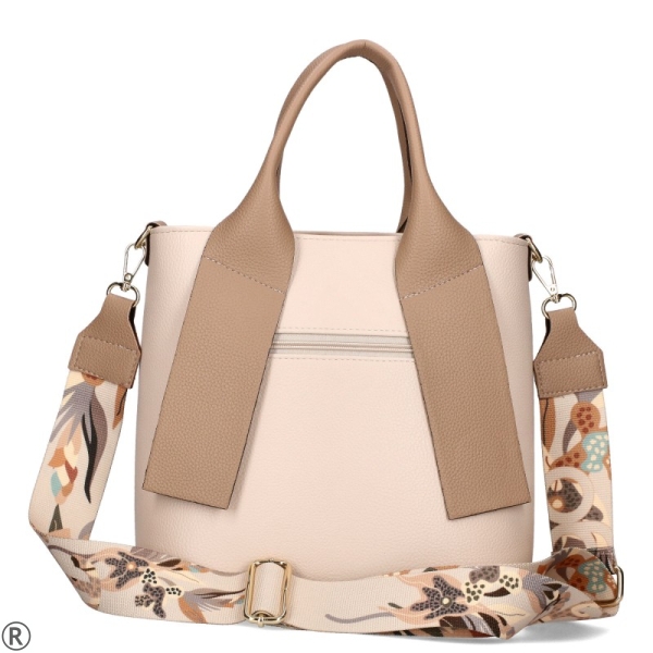 Дамска бежова чанта с дълга дръжка- EGO Beige 11146