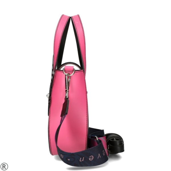 Дамска цветна чанта от естествена кожа с пеперуда- EGO Pink 11148