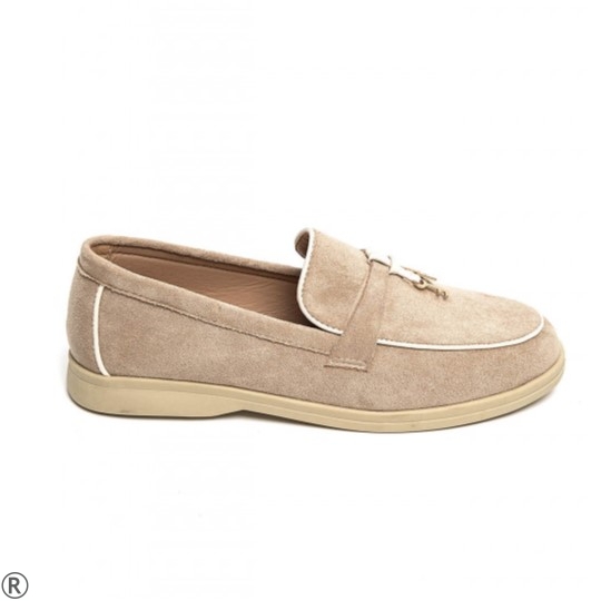 Бежови дамски лоуфъри на равно ходило- Danaq Beige 11210
