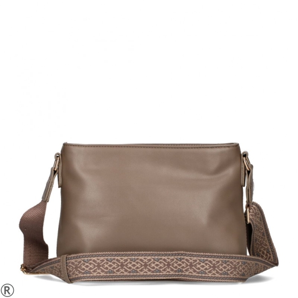 Сива чанта за през рамо от лак и кожа- Monnari 11220