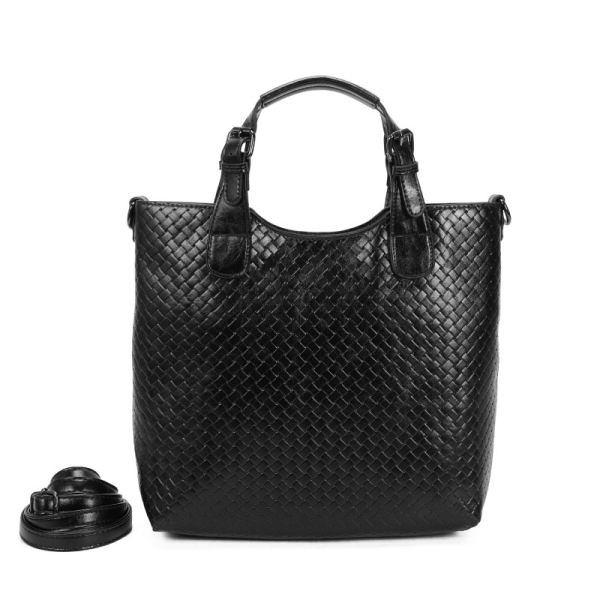 Черна плетена чанта- Ines Delaure Multi Black 11245