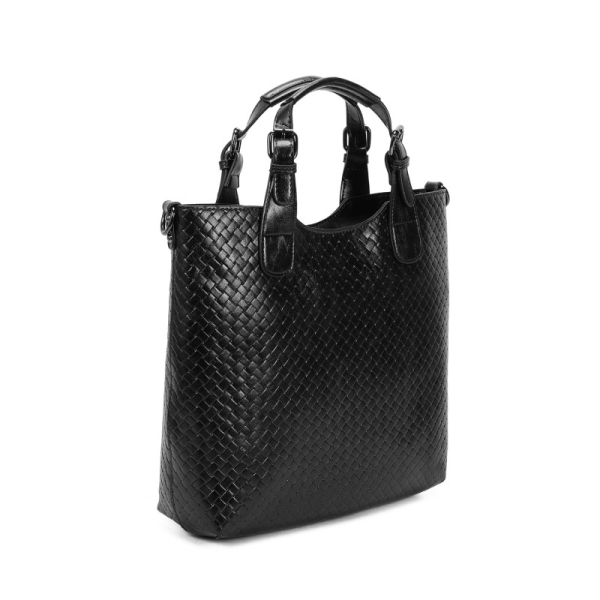 Черна плетена чанта- Ines Delaure Multi Black 11245