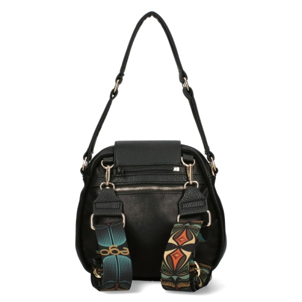 Черна чанта с велурен капак и ресни- EGO Totemic Black 11297