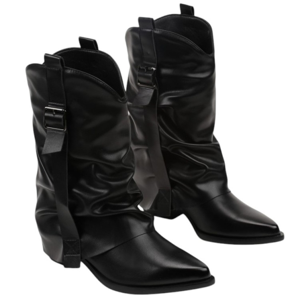 Черни каубойски боти- Ines Black 11136