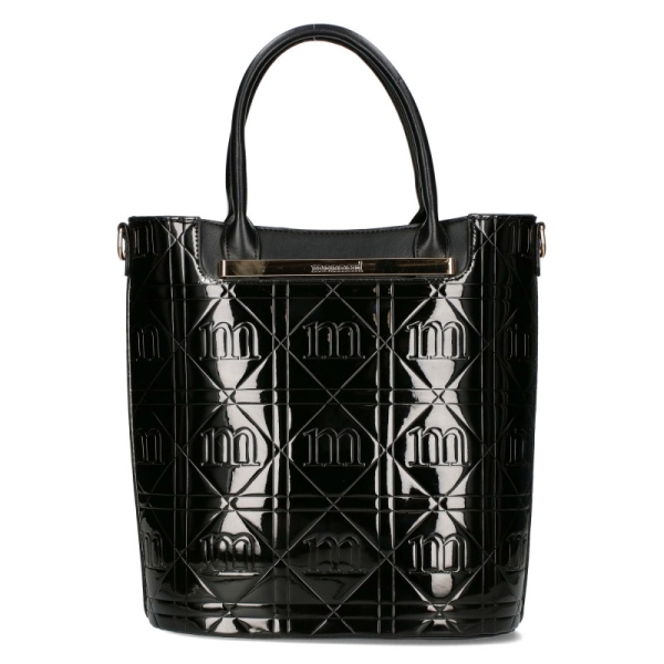 Черни боти от естествен лак на ток и платформа- Krista Black 11243