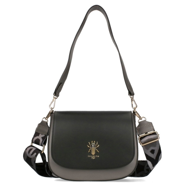 Сива чанта от естествена кожа с два сменяеми капака- EGO 11342