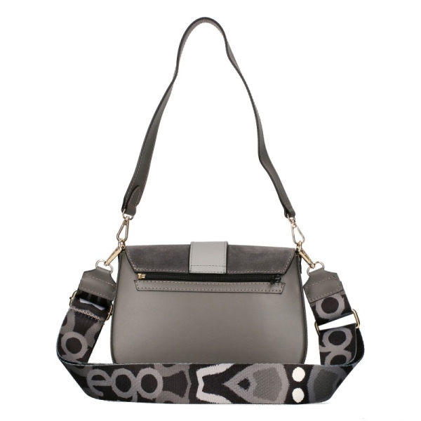 Сива чанта от естествена кожа с два сменяеми капака- EGO 11342