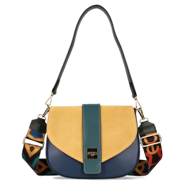 Цветна чанта от естествена кожа с два сменяеми капака- EGO 11343