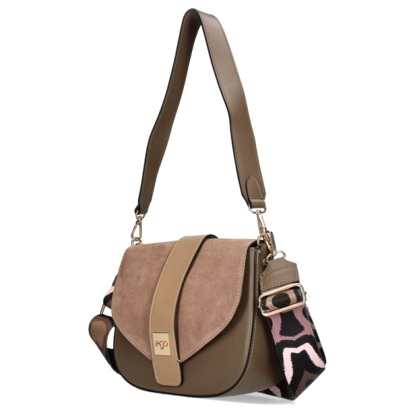 Бежова чанта от естествена кожа с два сменяеми капака- EGO 11344