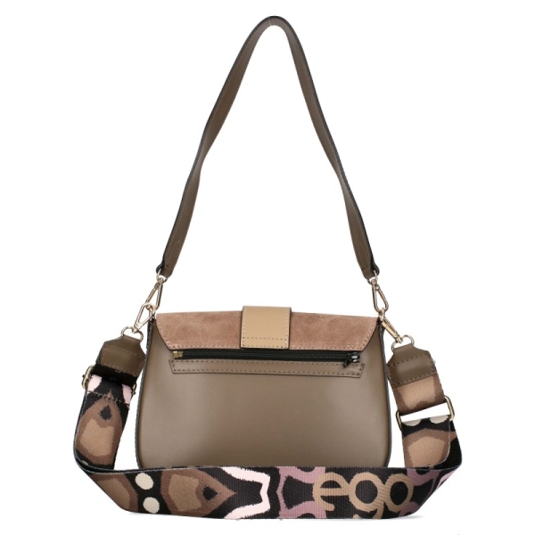 Бежова чанта от естествена кожа с два сменяеми капака- EGO 11344