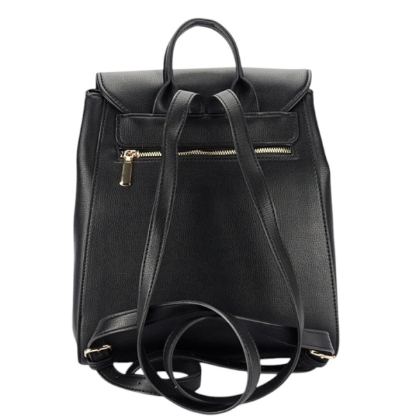 Черна дамска раница с капак и преграда- DIana&CO 11354