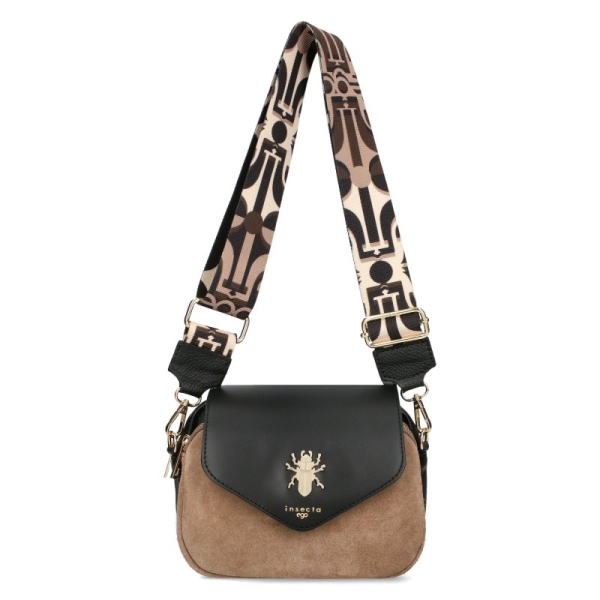 Кафява чанта от естествен велур и кожа с два сменяеми капака- EGO Insecta 11403