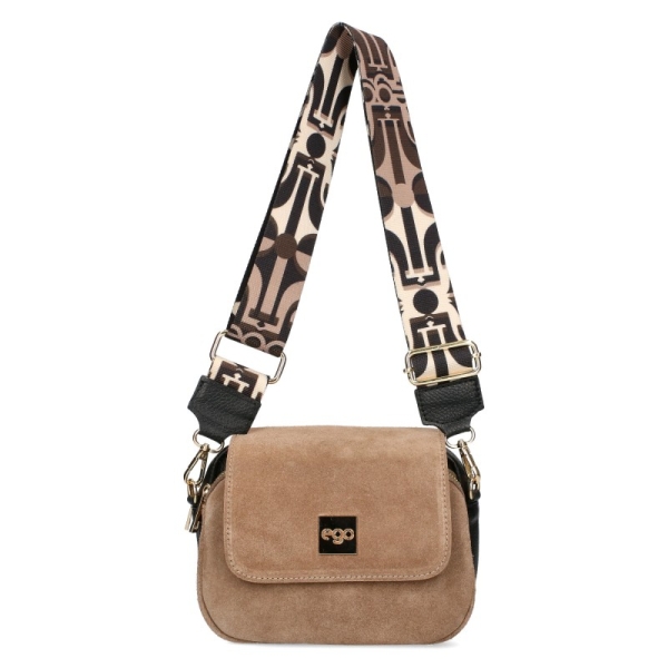 Кафява чанта от естествен велур и кожа с два сменяеми капака- EGO Insecta 11403