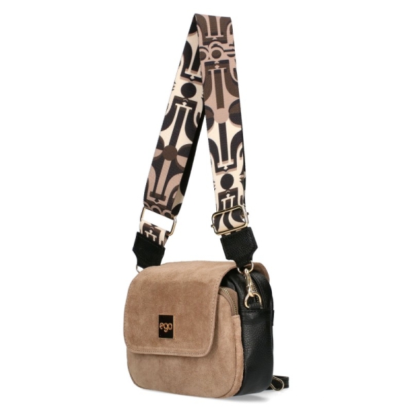 Кафява чанта от естествен велур и кожа с два сменяеми капака- EGO Insecta 11403