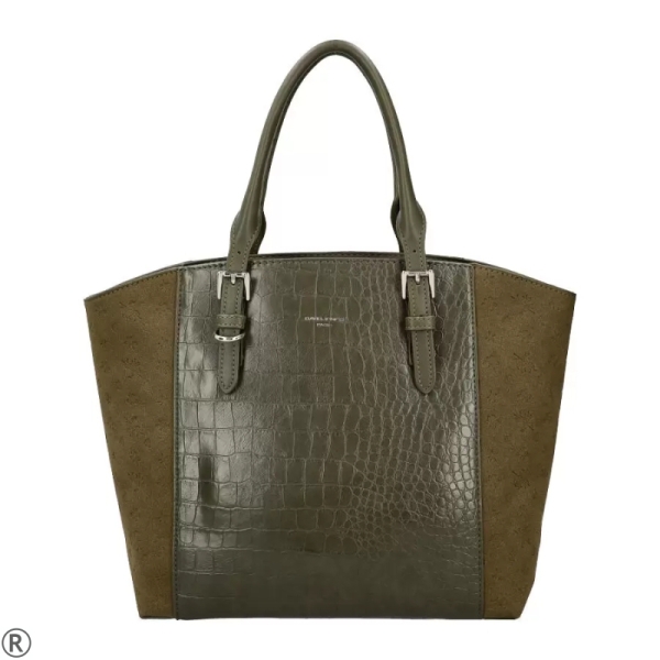 Дамски боти от естествена кожа с плетиво цвят каки- Eliza Bulgaria Khaki 11396