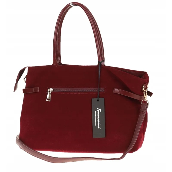 Велурена чанта в цвят бордо- Darena 11450