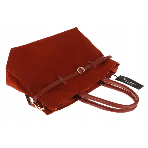 Голяма керемидена чанта от велур- Darena 11456