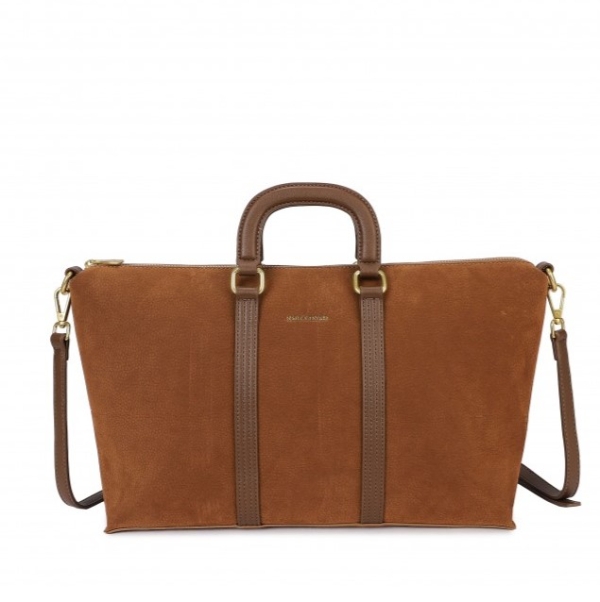 Чанта с дълга дръжка от кафяв велур- Karmen Brown 11459