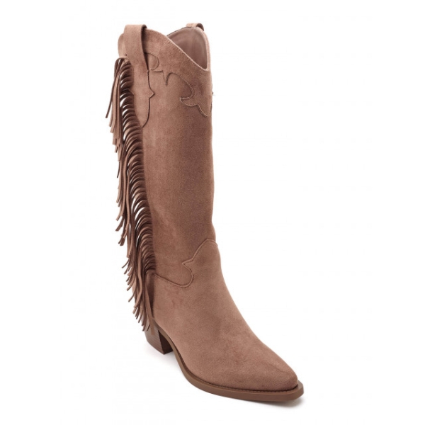 Каубойски ботуши с ресни цвят мока- Klara 11467