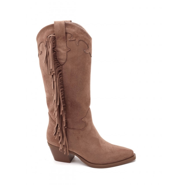 Каубойски ботуши с ресни цвят мока- Klara 11467