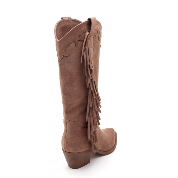 Каубойски ботуши с ресни цвят мока- Klara 11467