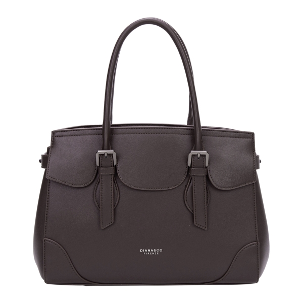 Кафяви дамски ботуши на удобен широк ток- Eliza Bulgaria 11479